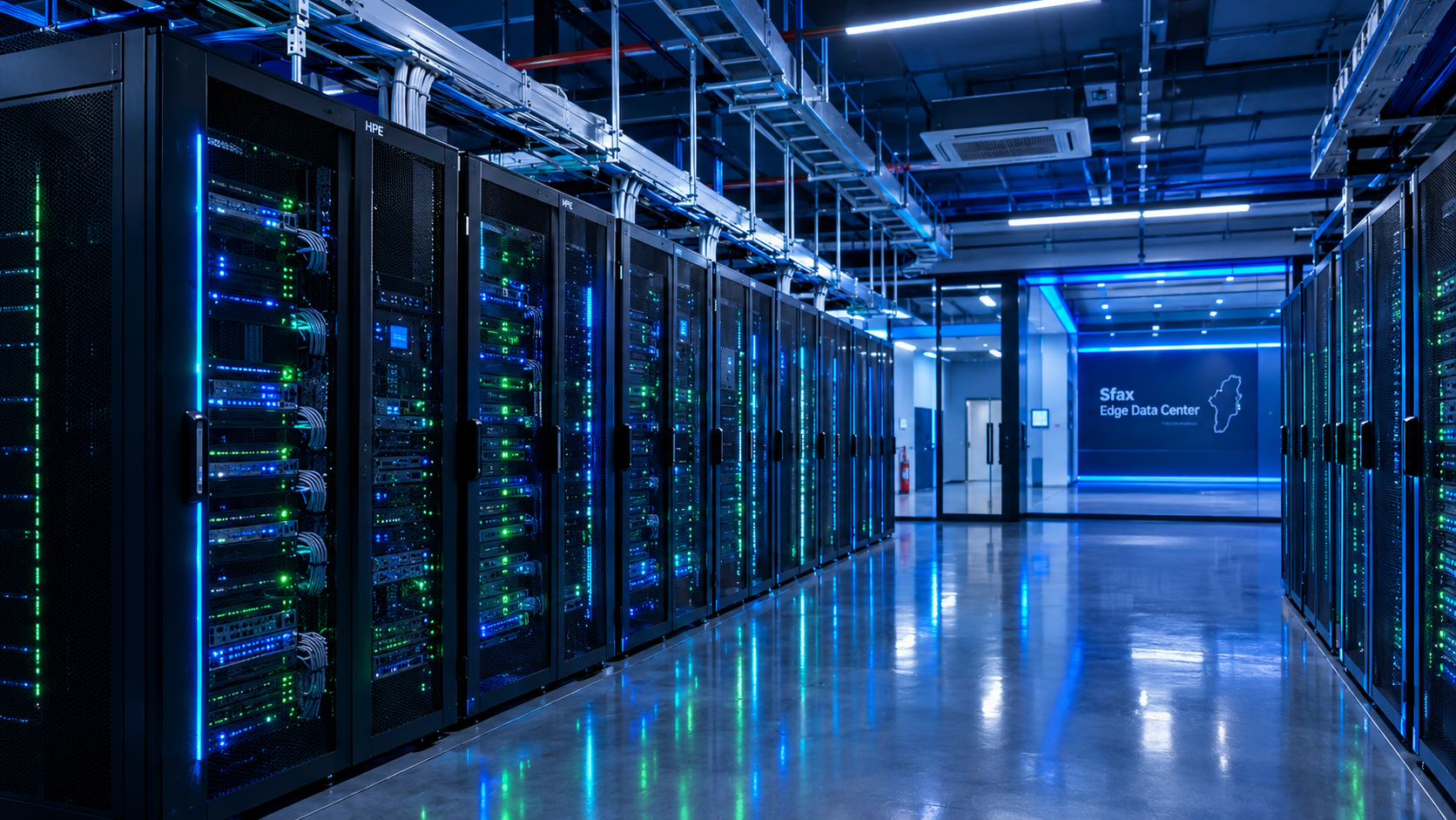 Salle blanche et racks de serveurs haute densité NVMe à Sfax